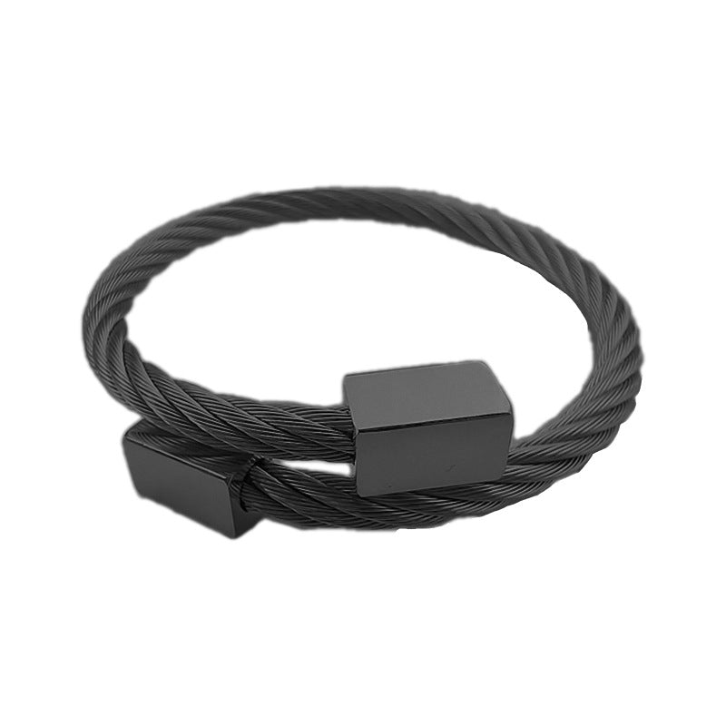 Wholesale hot twist wire rope bracelet bracelet stainless steel opening square head popular three color bracelet